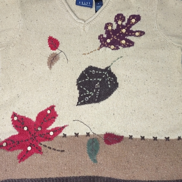 Crazy Horse Liz Claiborne Womens Medium Sweater V-neck Pullover Fall Autumn Silk - Picture 7 of 12